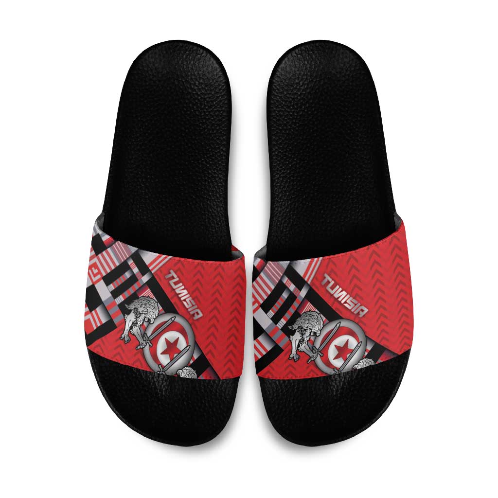 Tunisia Slide Sandals Silver Lions Sports Patterns - Wonder Print Shop