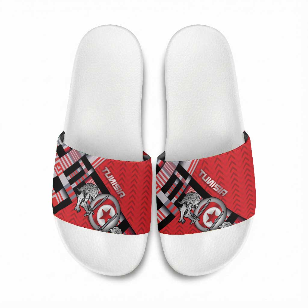 Tunisia Slide Sandals Silver Lions Sports Patterns - Wonder Print Shop