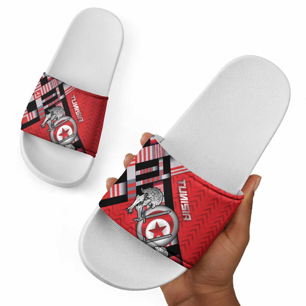 Tunisia Slide Sandals Silver Lions Sports Patterns - Wonder Print Shop