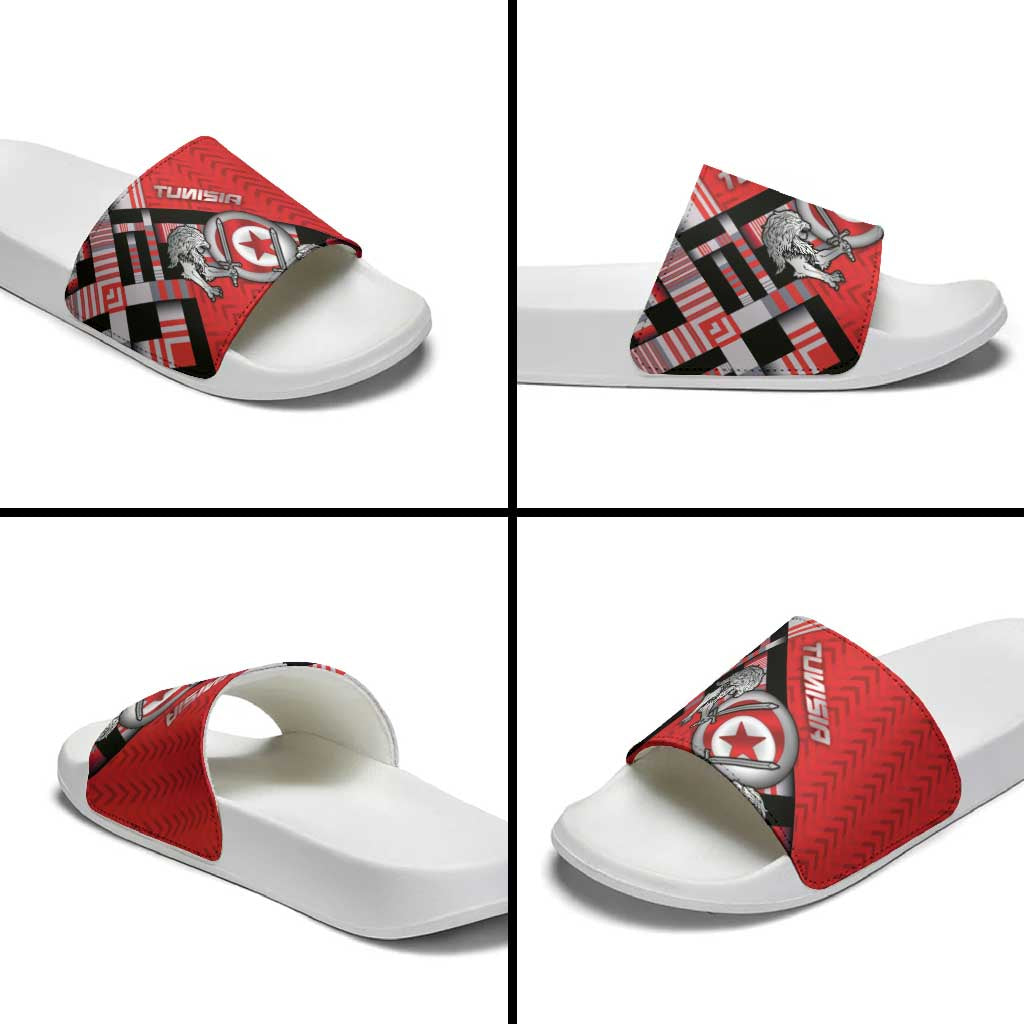 Tunisia Slide Sandals Silver Lions Sports Patterns - Wonder Print Shop