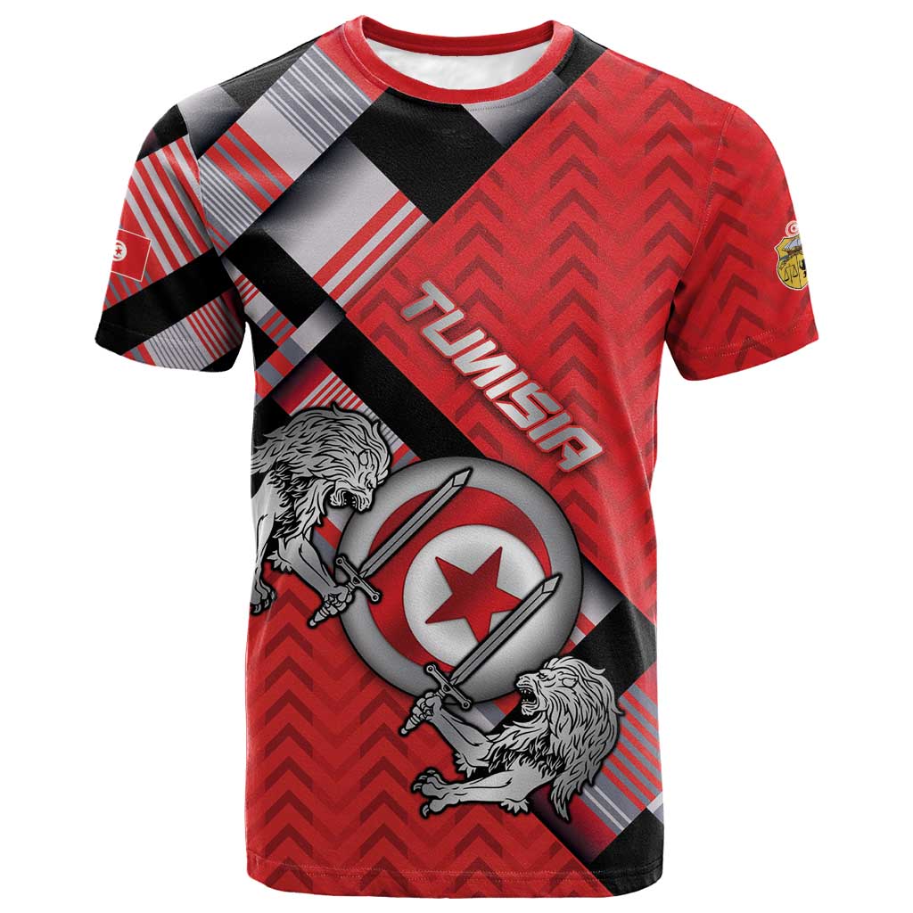 Personalized Tunisia T shirt Silver Lions Sports Patterns - Wonder Print Shop