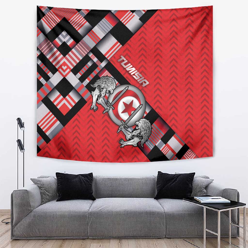 Tunisia Tapestry Silver Lions Sports Patterns - Wonder Print Shop