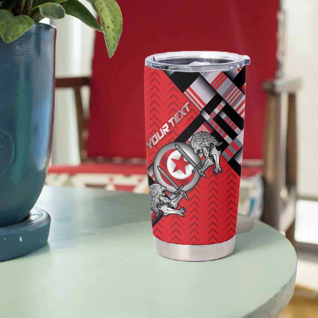 Personalized Tunisia Tumbler Cup Silver Lions Sports Patterns - Wonder Print Shop