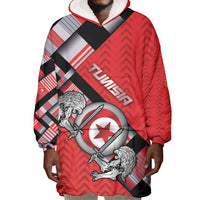 Personalized Tunisia Wearable Blanket Hoodie Silver Lions Sports Patterns - Wonder Print Shop
