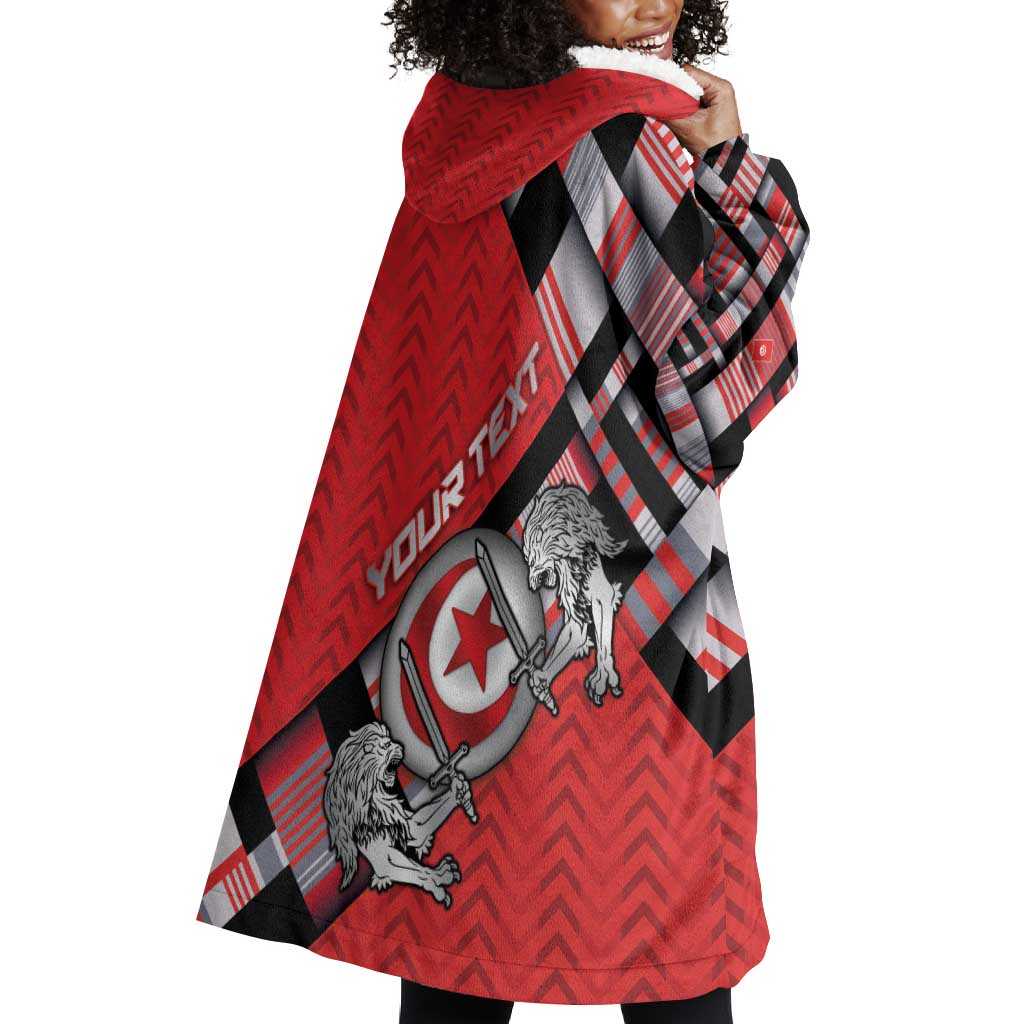 Personalized Tunisia Wearable Blanket Hoodie Silver Lions Sports Patterns - Wonder Print Shop