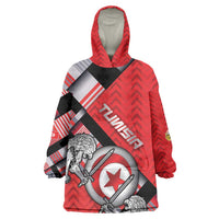 Personalized Tunisia Wearable Blanket Hoodie Silver Lions Sports Patterns - Wonder Print Shop