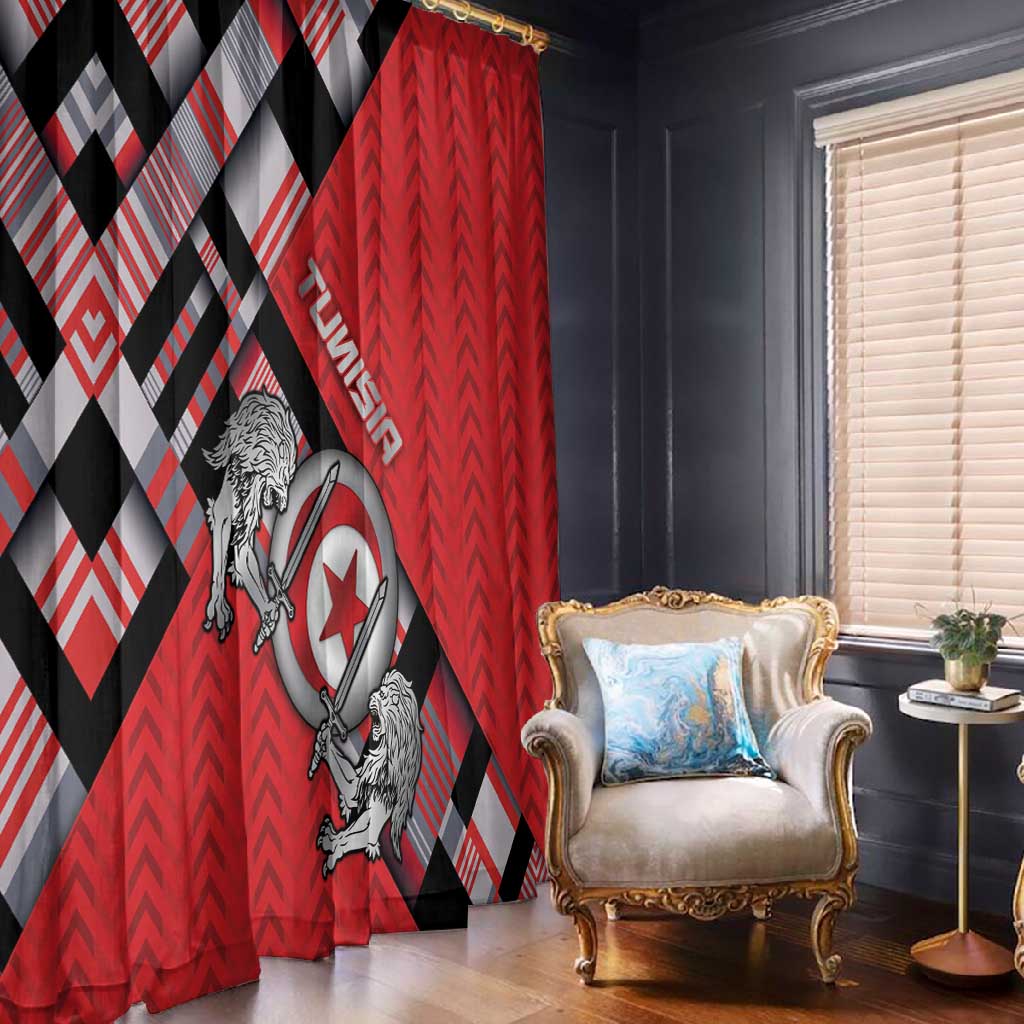Tunisia Window Curtain Silver Lions Sports Patterns - Wonder Print Shop