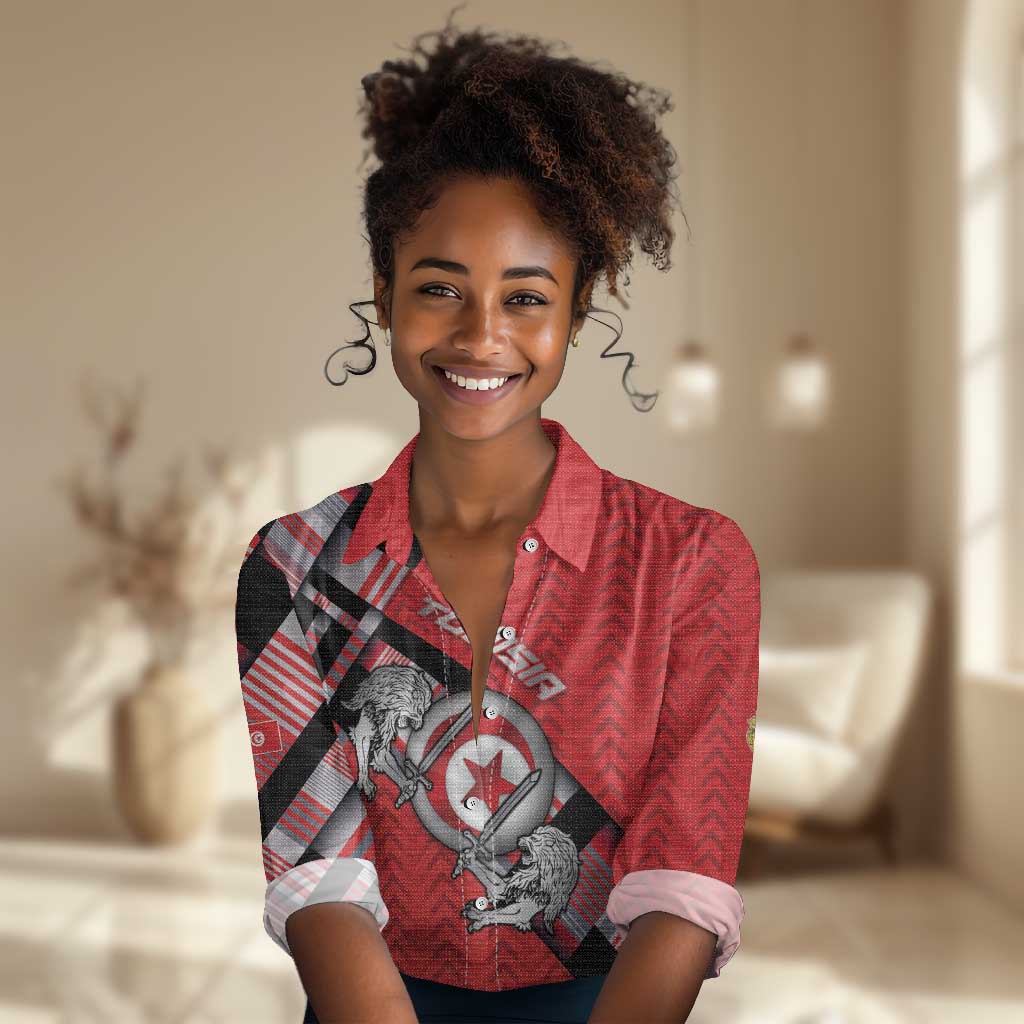 Personalized Tunisia Women Casual Shirt Silver Lions Sports Patterns - Wonder Print Shop