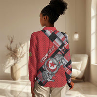 Personalized Tunisia Women Casual Shirt Silver Lions Sports Patterns - Wonder Print Shop