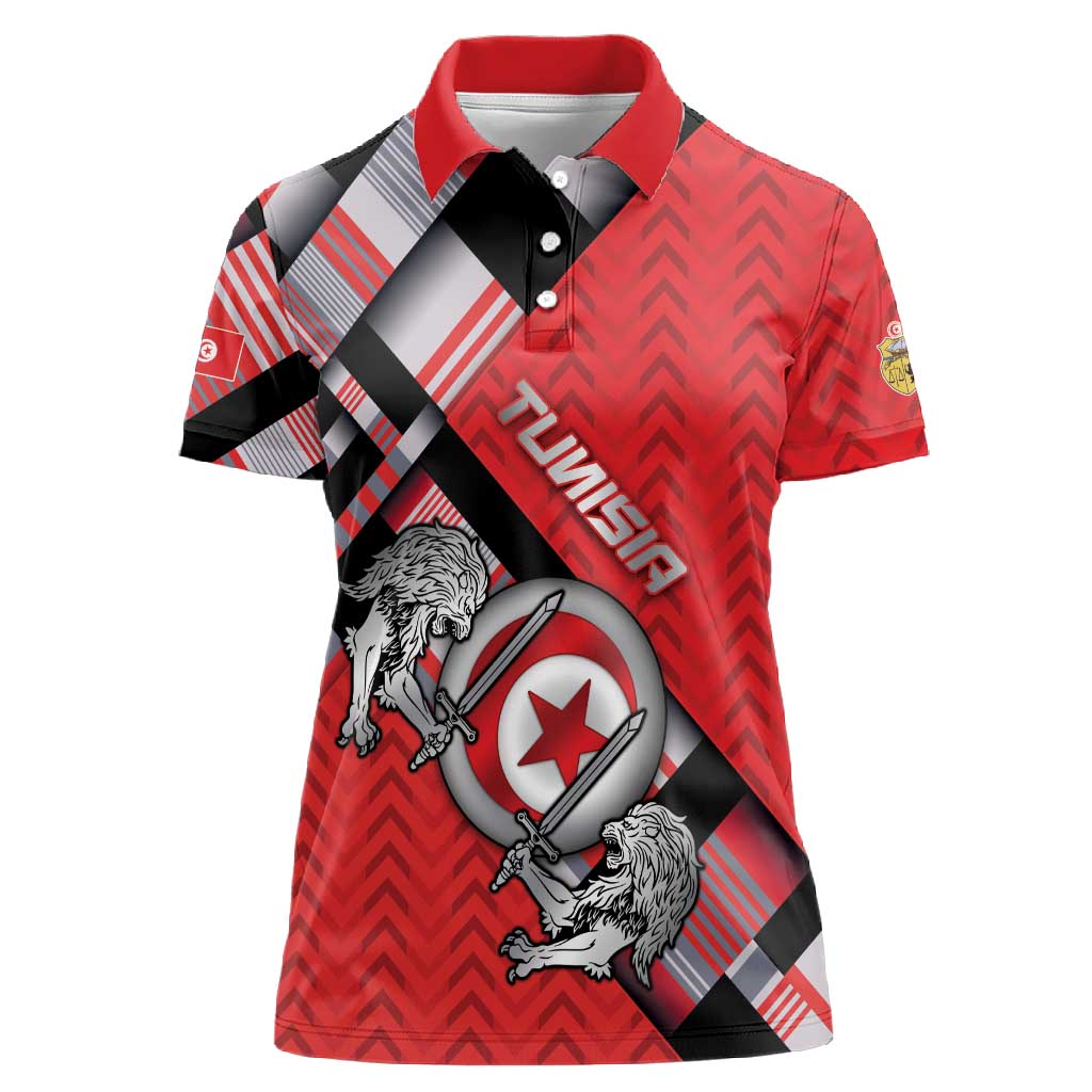 Personalized Tunisia Women Polo Shirt Silver Lions Sports Patterns - Wonder Print Shop