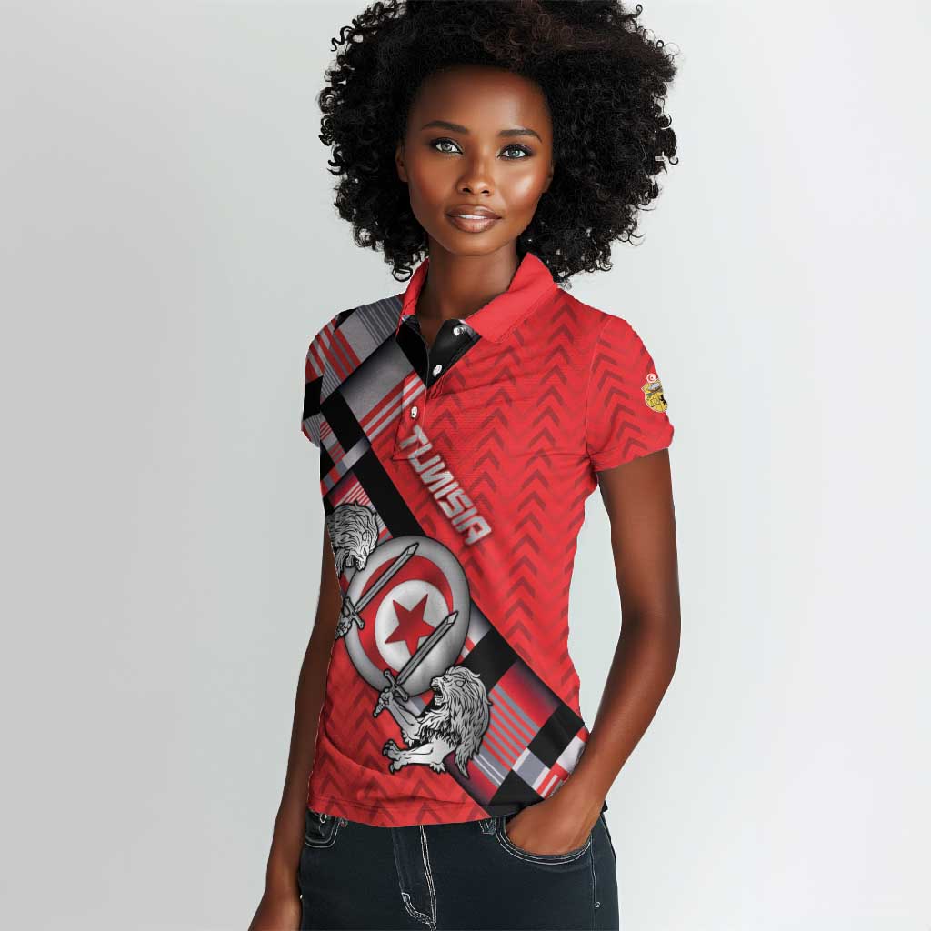 Personalized Tunisia Women Polo Shirt Silver Lions Sports Patterns - Wonder Print Shop