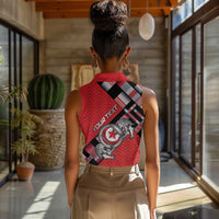 Personalized Tunisia Women Sleeveless Polo Shirt Silver Lions Sports Patterns - Wonder Print Shop