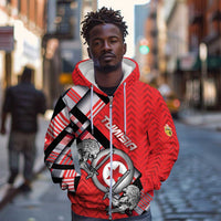 Personalized Tunisia Zip Hoodie Silver Lions Sports Patterns - Wonder Print Shop