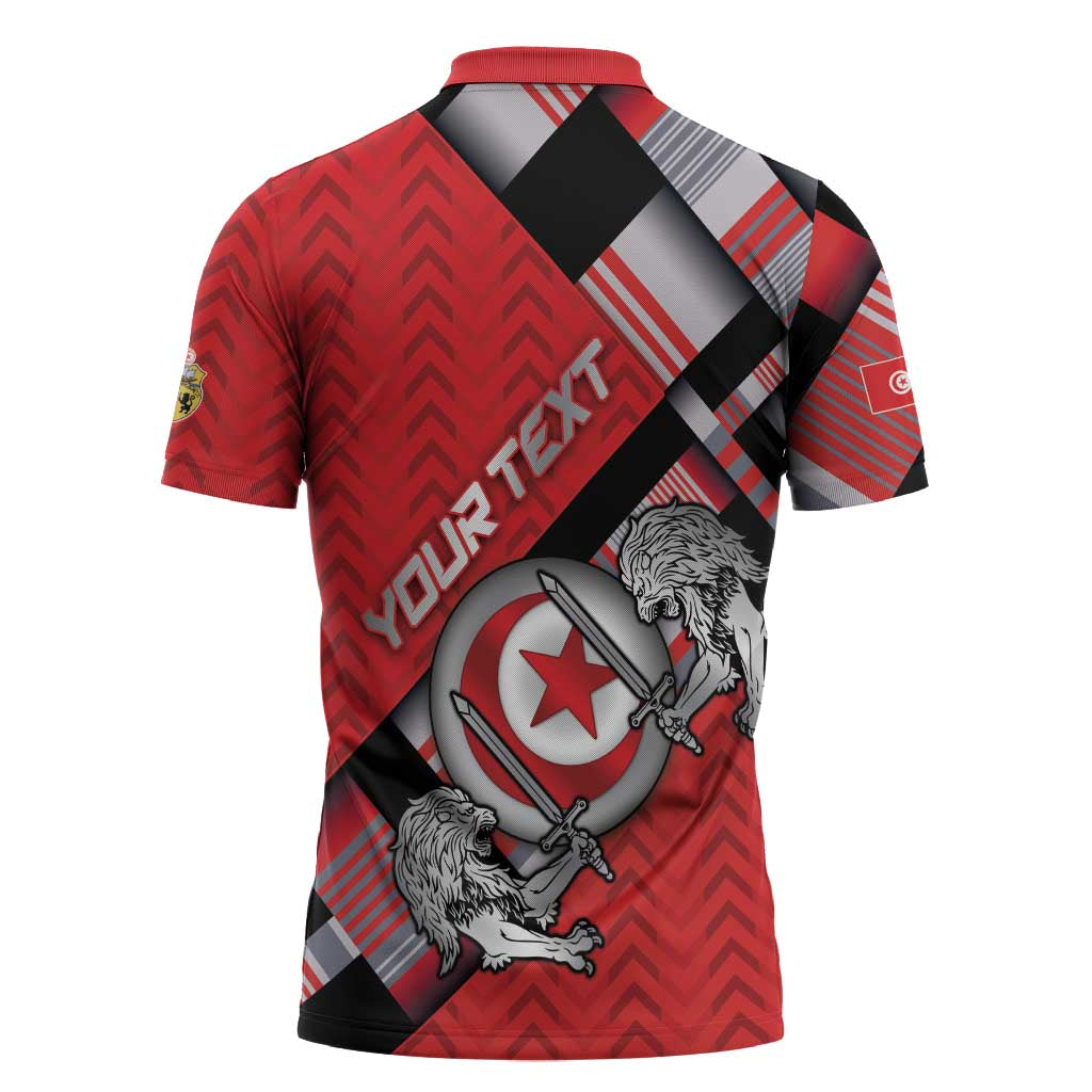 Personalized Tunisia Zipper Polo Shirt Silver Lions Sports Patterns - Wonder Print Shop