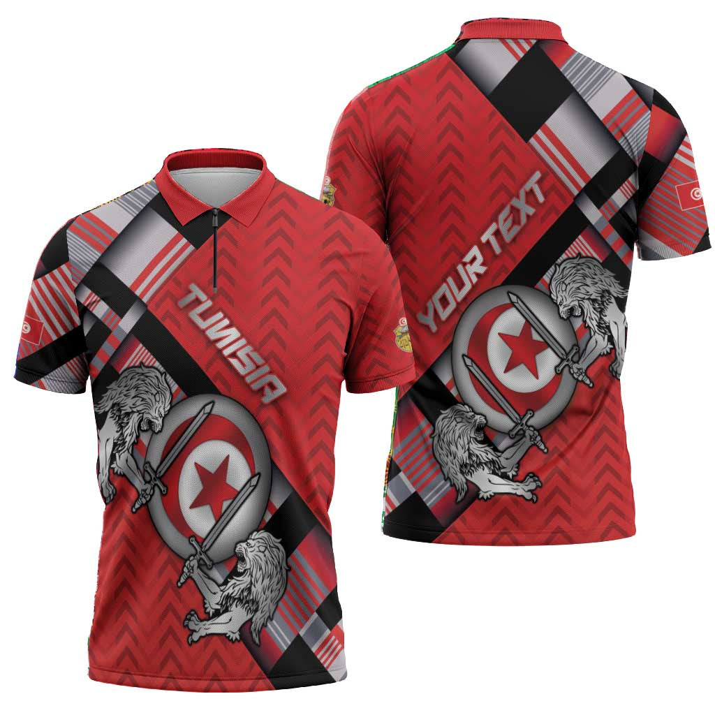 Personalized Tunisia Zipper Polo Shirt Silver Lions Sports Patterns - Wonder Print Shop