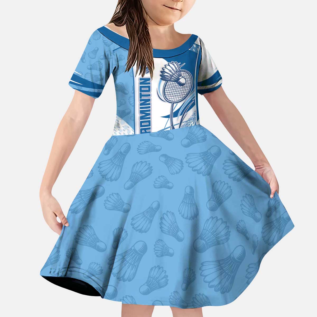Custom Badminton Kid Short Sleeve Dress Dynamic Swoosh