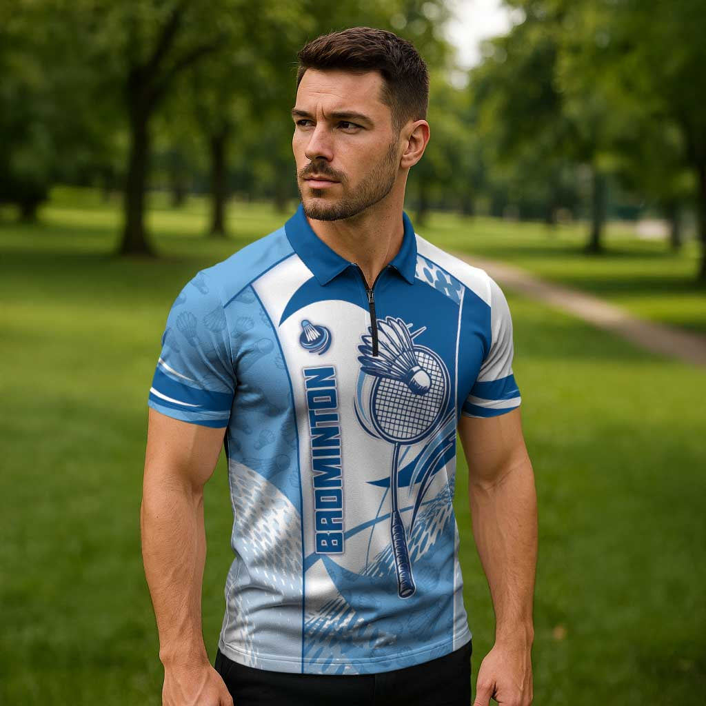 Custom Badminton Zipper Polo Shirt Dynamic Swoosh