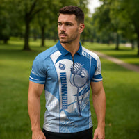 Custom Badminton Zipper Polo Shirt Dynamic Swoosh