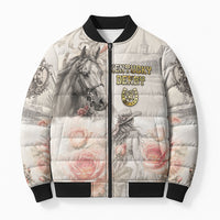 Personalized Kentucky Horse Bomber Puffer Jacket Run For The Roses