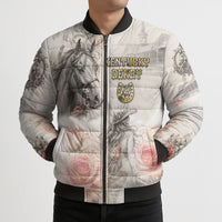 Personalized Kentucky Horse Bomber Puffer Jacket Run For The Roses