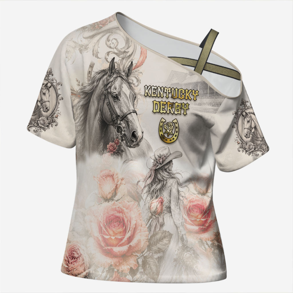 Personalized Kentucky Horse Cross Shoulder Shirt Run For The Roses