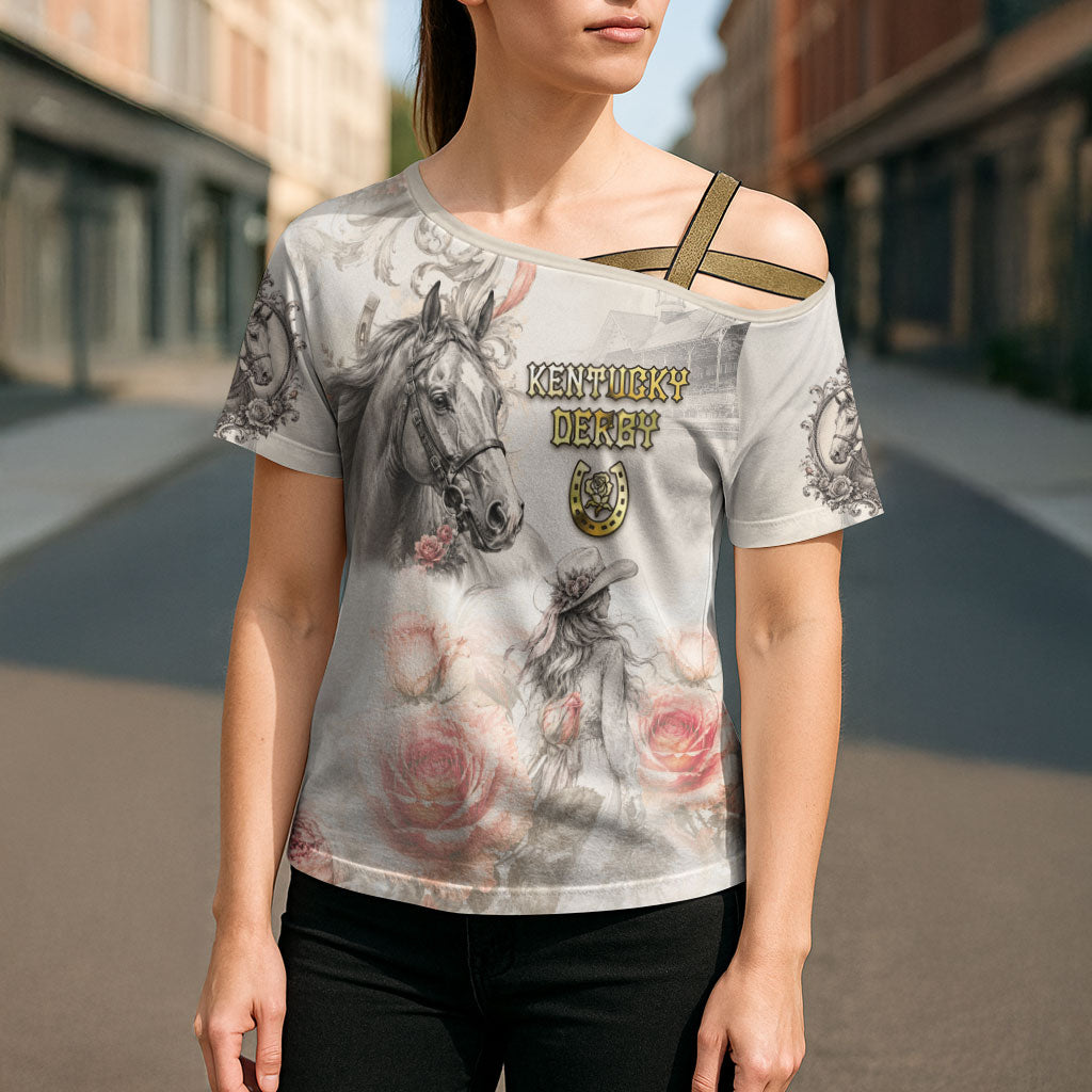 Personalized Kentucky Horse Cross Shoulder Shirt Run For The Roses