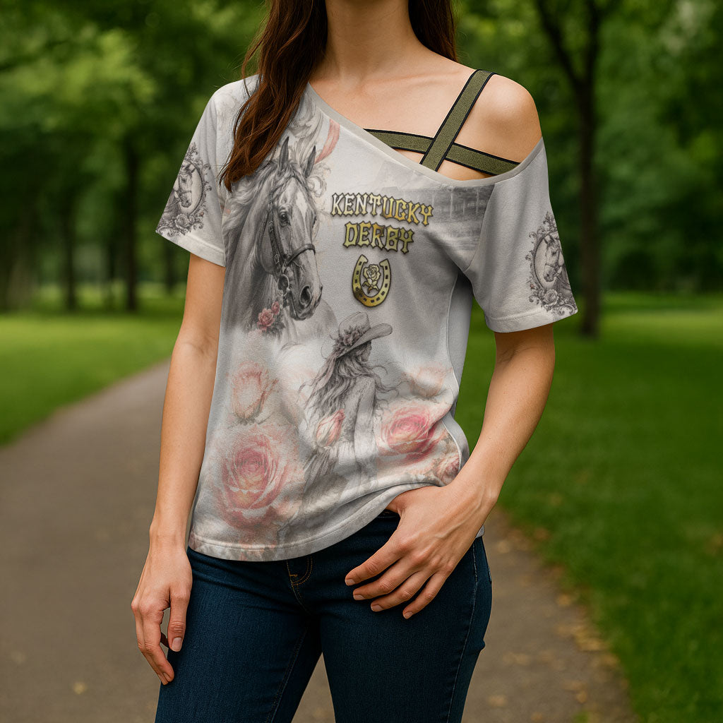 Personalized Kentucky Horse Cross Shoulder Shirt Run For The Roses