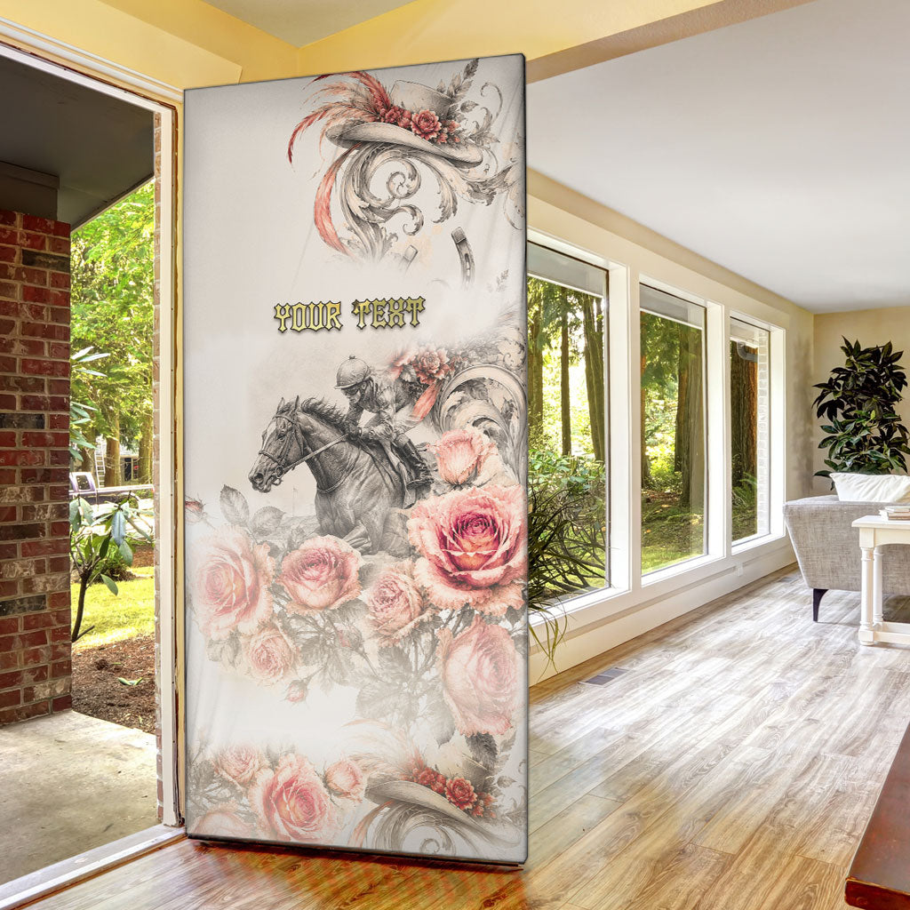 Personalized Kentucky Horse Door Cover Run For The Roses