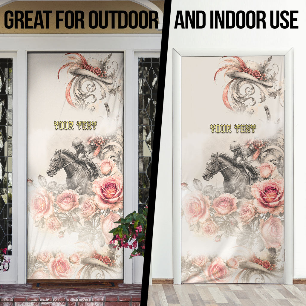 Personalized Kentucky Horse Door Cover Run For The Roses