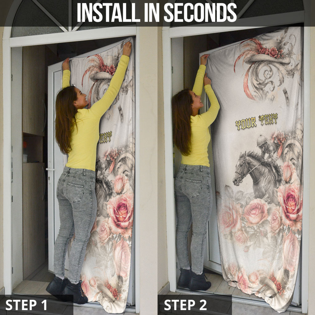 Personalized Kentucky Horse Door Cover Run For The Roses