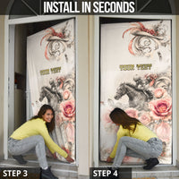 Personalized Kentucky Horse Door Cover Run For The Roses