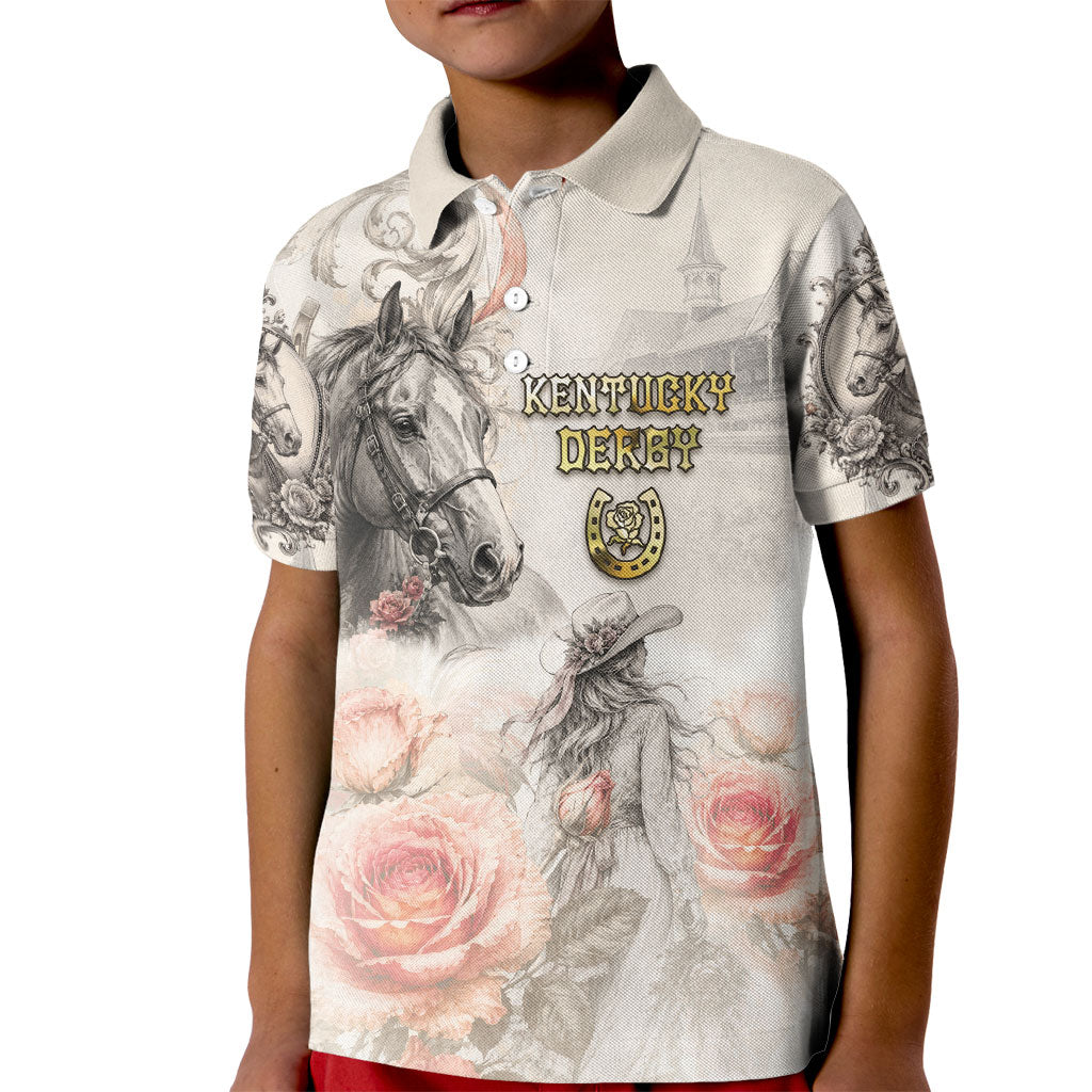 Personalized Kentucky Horse Kid Polo Shirt Run For The Roses