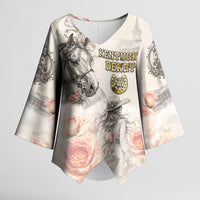 Personalized Kentucky Horse Kimono Sleeve Blouse Run For The Roses