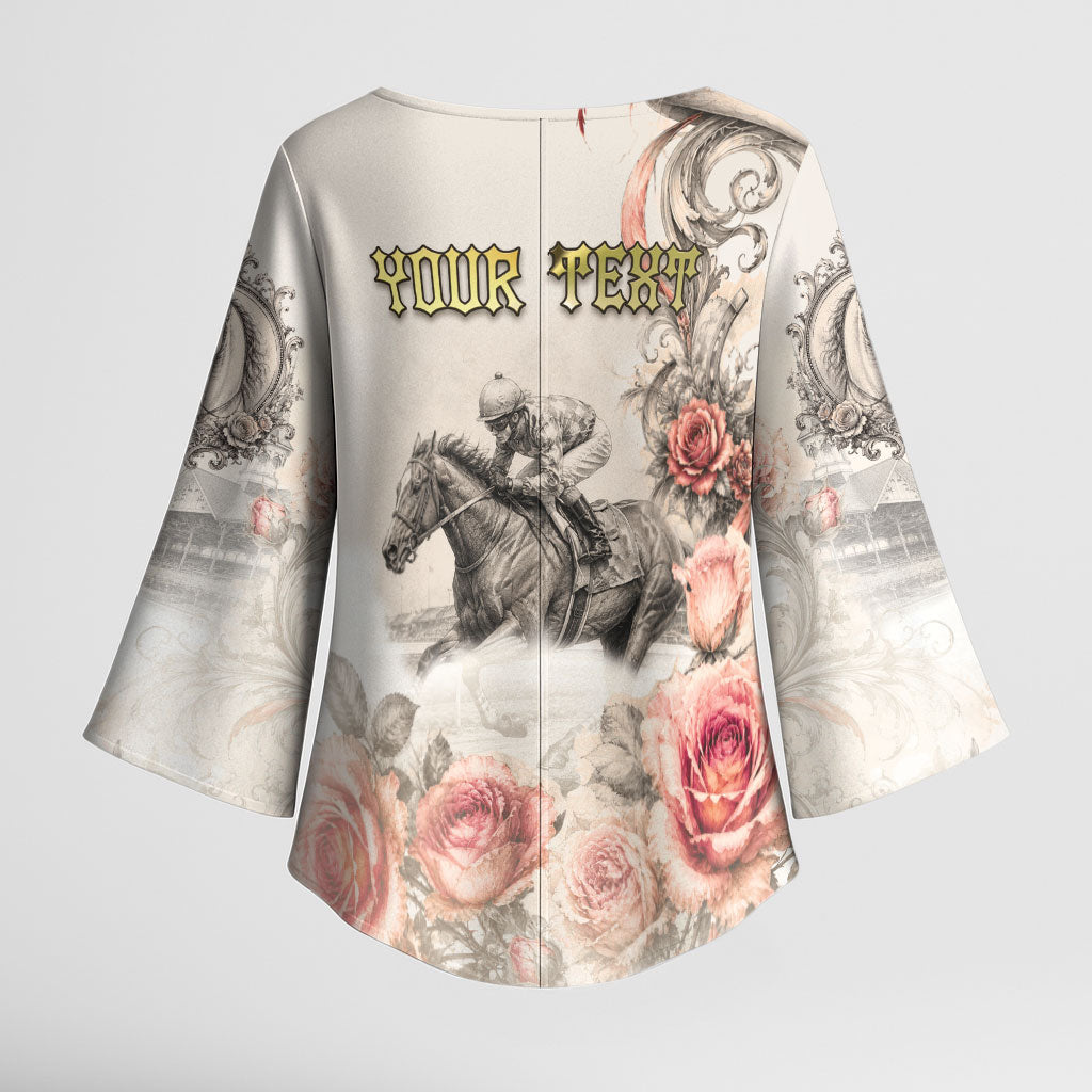 Personalized Kentucky Horse Kimono Sleeve Blouse Run For The Roses