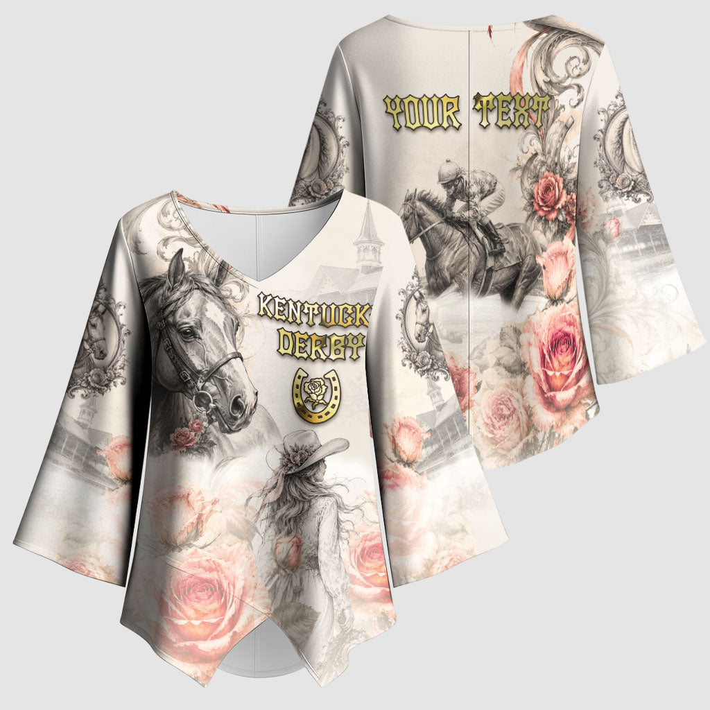 Personalized Kentucky Horse Kimono Sleeve Blouse Run For The Roses