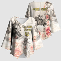 Personalized Kentucky Horse Kimono Sleeve Blouse Run For The Roses