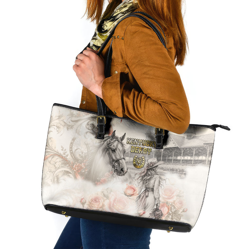 Kentucky Horse Leather Tote Bag Run For The Roses