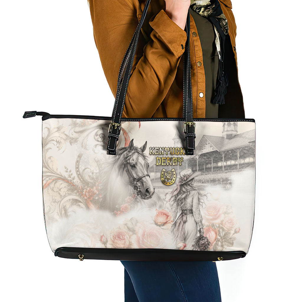 Kentucky Horse Leather Tote Bag Run For The Roses