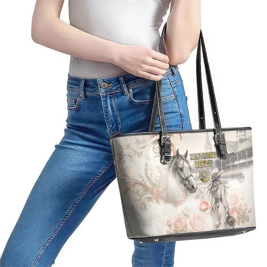 Kentucky Horse Leather Tote Bag Run For The Roses