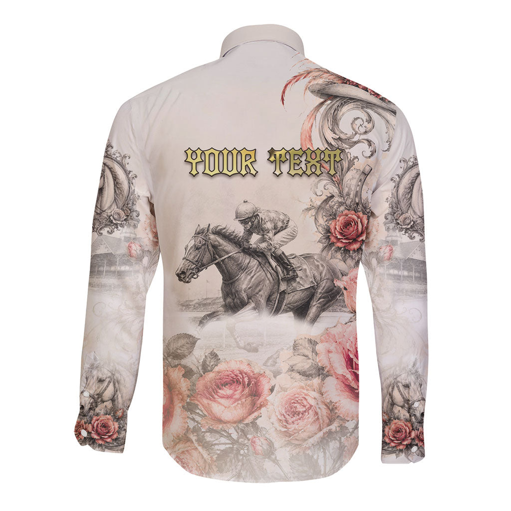 Personalized Kentucky Horse Long Sleeve Button Shirt Run For The Roses