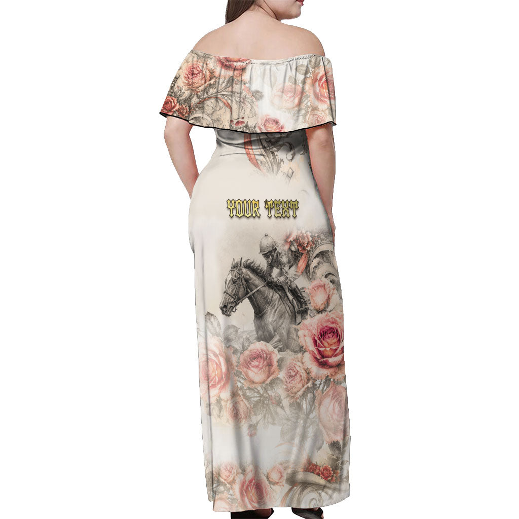 Personalized Kentucky Horse Off Shoulder Maxi Dress Run For The Roses