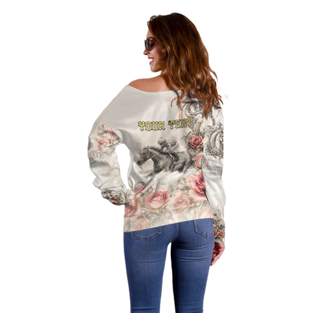 Personalized Kentucky Horse Off Shoulder Sweater Run For The Roses