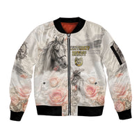 Personalized Kentucky Horse Sleeve Zip Bomber Jacket Run For The Roses