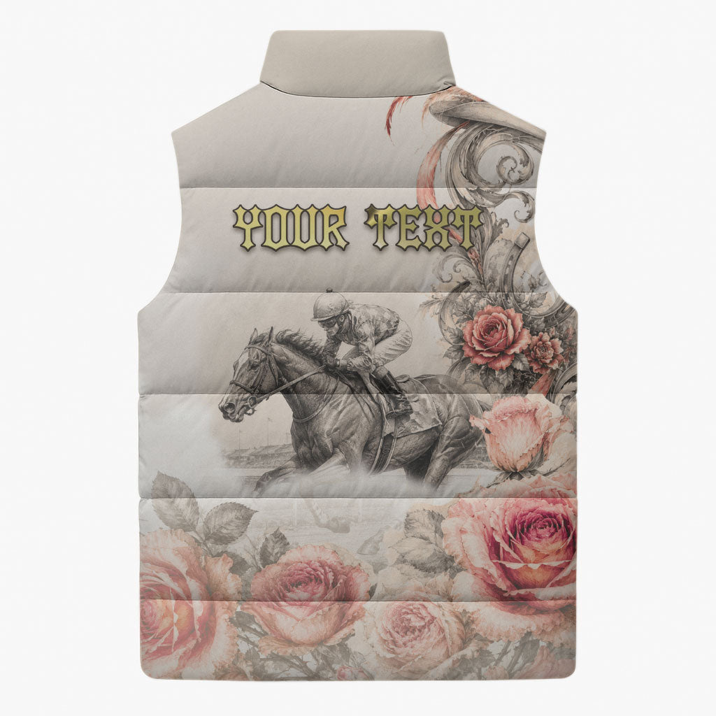 Personalized Kentucky Horse Sleeveless Puffer Jacket Run For The Roses