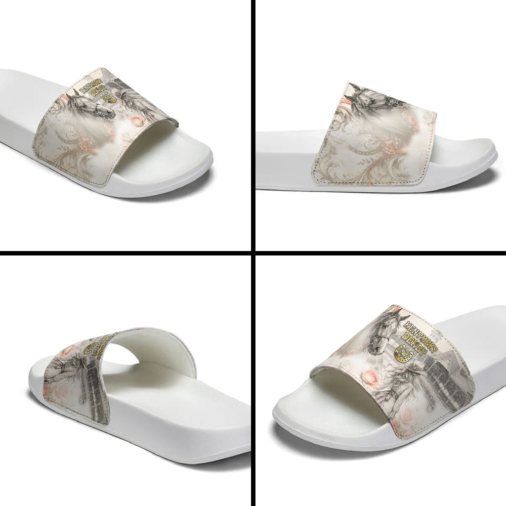Kentucky Horse Slide Sandals Run For The Roses