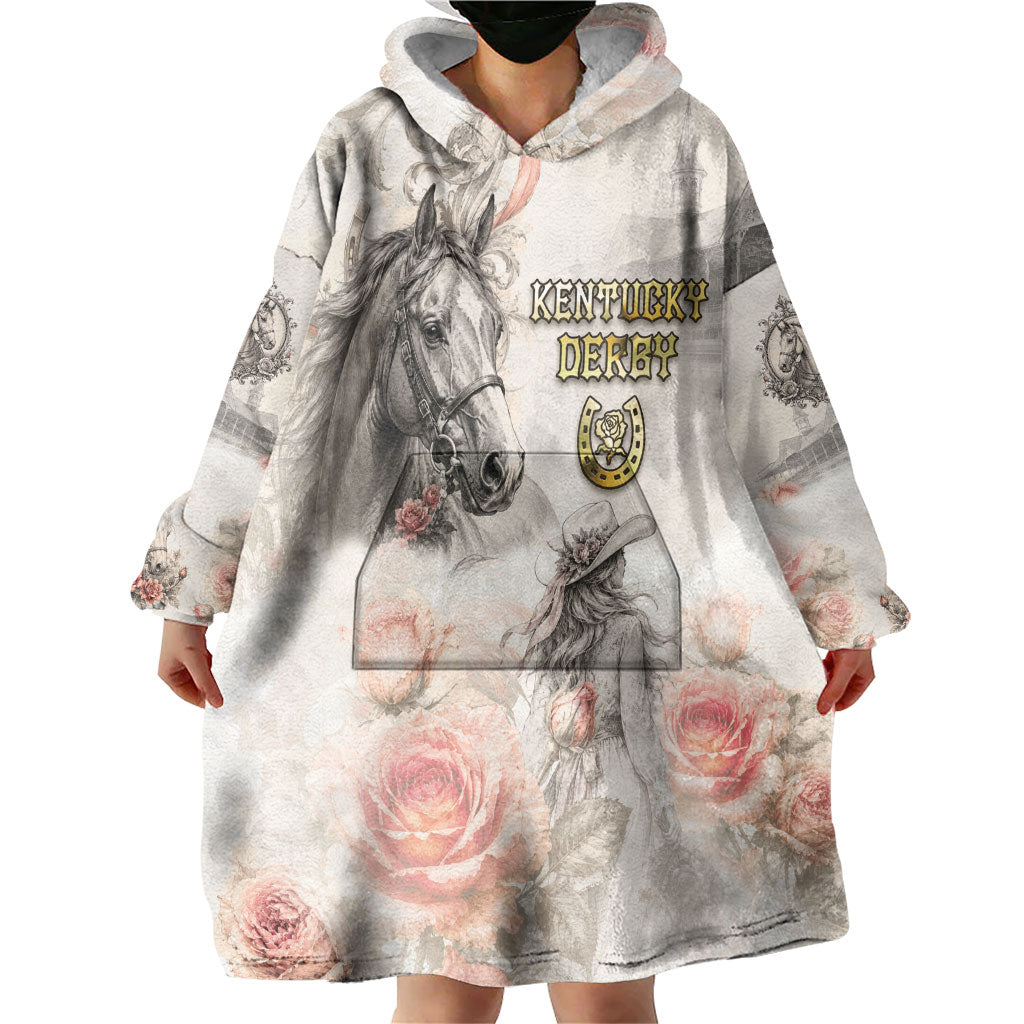 Personalized Kentucky Horse Wearable Blanket Hoodie Run For The Roses