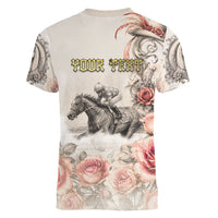 Personalized Kentucky Horse Women V-Neck T-Shirt Run For The Roses