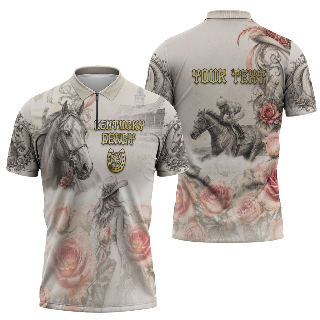 Personalized Kentucky Horse Zipper Polo Shirt Run For The Roses