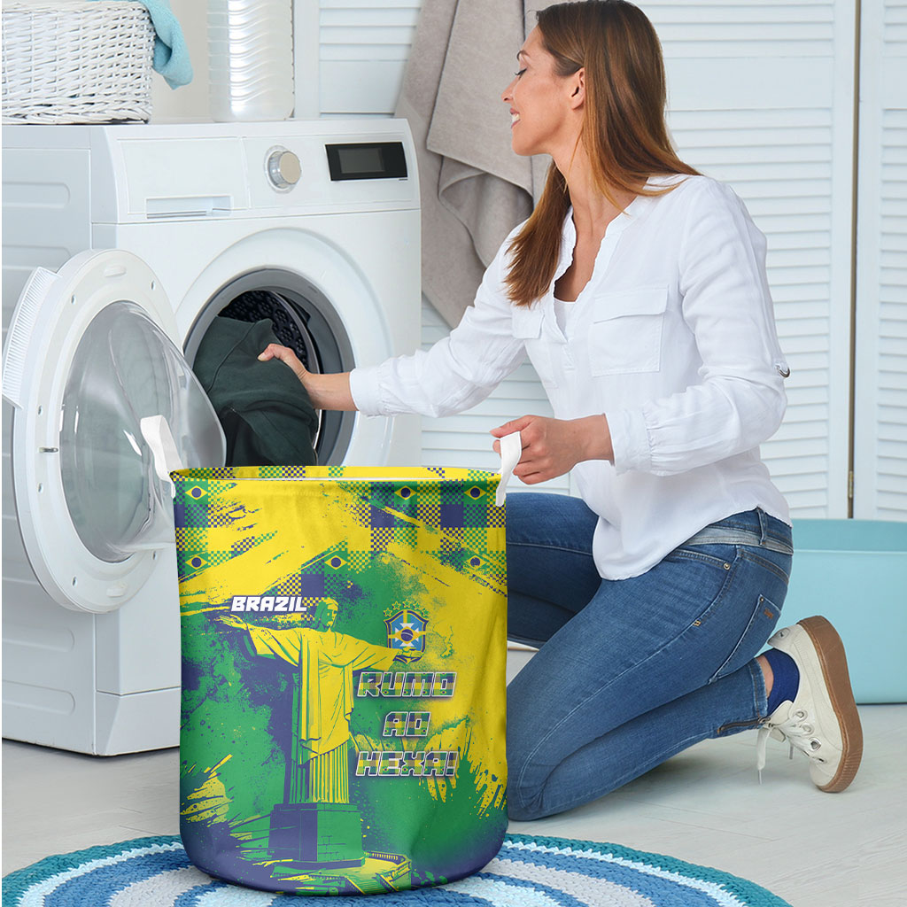 Brazil Football Laundry Basket Rumo Ao Hexa Grunge Style