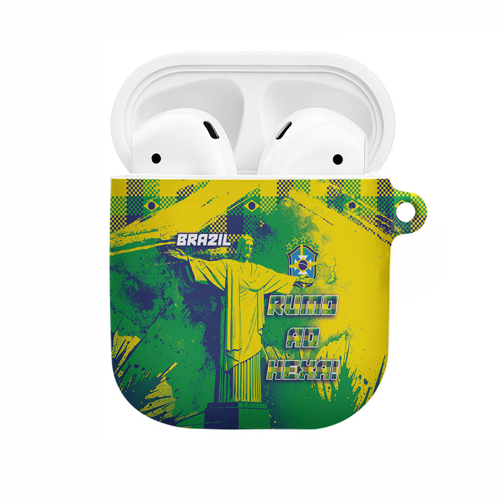 Brazil Football AirPods Case Rumo Ao Hexa Grunge Style